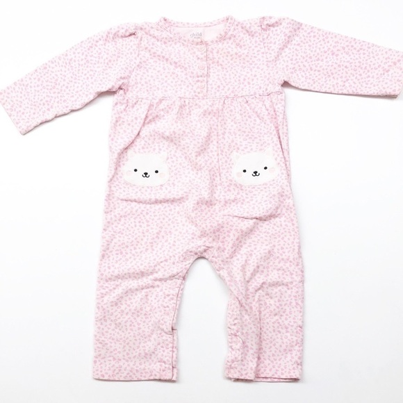 Carter's baby girl pink animal print snap up jumpsuit - Picture 1 of 4